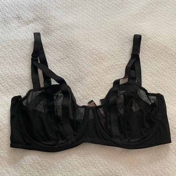 Victoria's Secret Other - Victorias Secret Very Sexy Unlined Balconet Bra Black Mesh Strappy 34DD‎